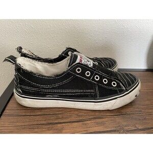 True Religion Korey Black Slip On Laceless Canvas Size 10 Brand New